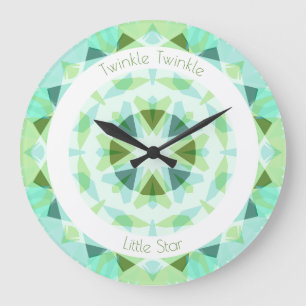 Hübsch Blue Green Twinkle Little Star Baby Kinderz Große Wanduhr
