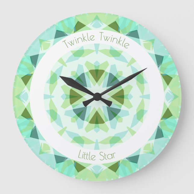 Hübsch Blue Green Twinkle Little Star Baby Kinderz Große Wanduhr (Vorderseite)