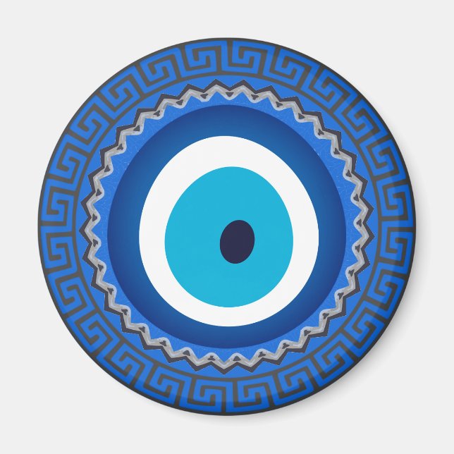 Hübsch Blue Griechisch Mandala Nazar Evil Eye Amul Magnet (Vorne)