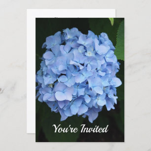 Hübsch Blue Hydrangea Floral Foto Geburtstag Einladung