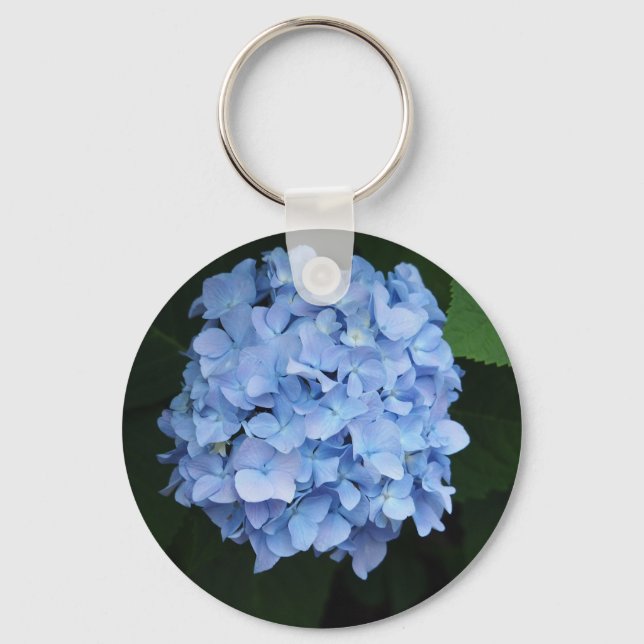 Hübsch Blue Hydrangea Floral Foto Schlüsselanhänger (Vorderseite)