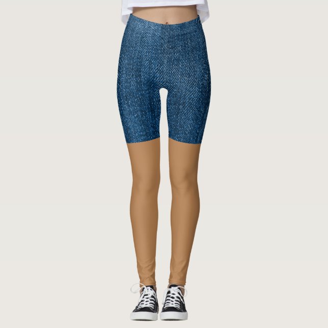 Hübsch Blue Imitats Shorts Jeans Leggings (Vorderseite)