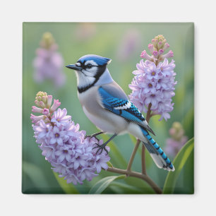 Hübsch Blue Jay Stehend auf Lilac Branchen Magnet