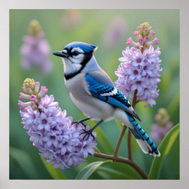 Hübsch Blue Jay Stehend auf Lilac Branchen Poster