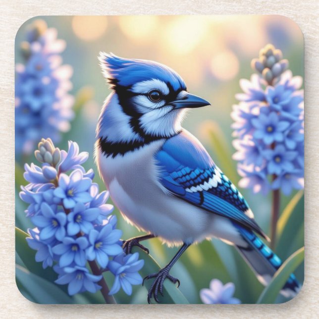 Hübsch Blue Jay und Lilacs Getränkeuntersetzer (Vorderseite)