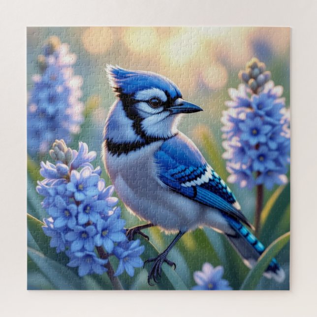 Hübsch Blue Jay und Lilacs Puzzle (Vertikal)