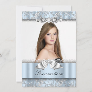 Hübsch Blue Lace Foto Quinceanera Einladung