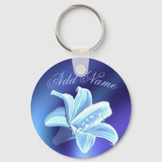Hübsch Blue Lily Blume Personalisierter Schlüssela Schlüsselanhänger