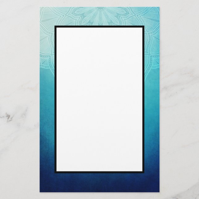 Hübsch Blue Mandala Abstrakt Briefpapier (Vorderseite)