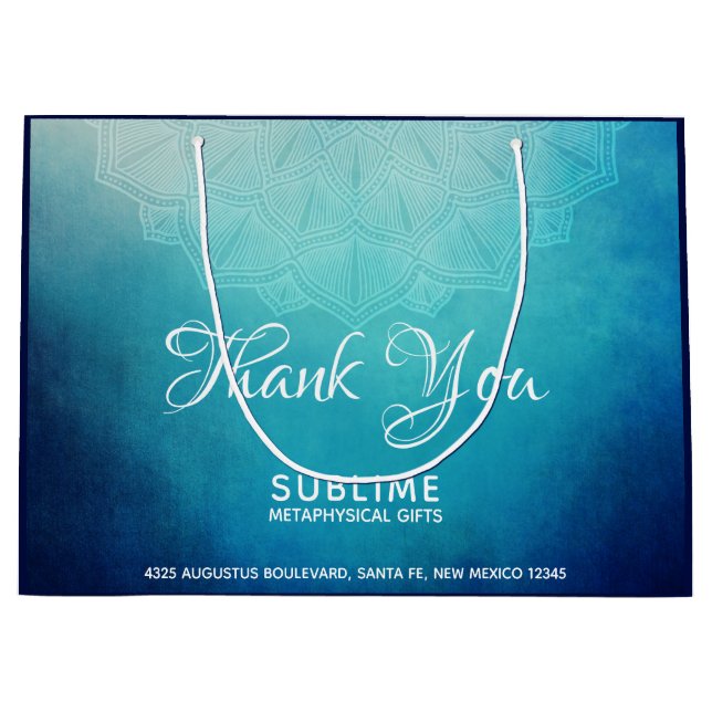 Hübsch Blue Mandala Abstrakt Business Große Geschenktüte (Vorderseite)