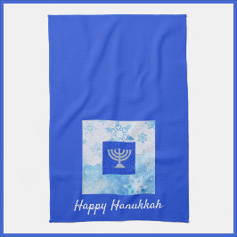 Hübsch Blue Menorah Hanukkah Geschirrtuch