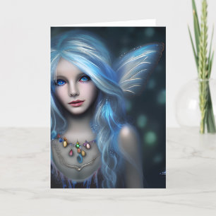 Hübsch Blue Mit Augen Fairy Mystical Art Karte