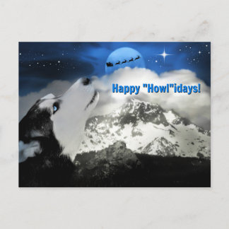 Hübsch Blue Mit Augen Husky Happy Holidays Postkar Feiertagspostkarte