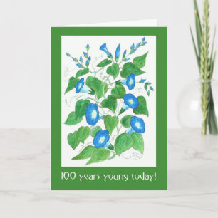 Hübsch Blue Morning Glory Blume 100. Geburtstag Karte