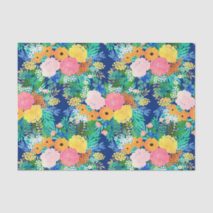 Hübsch-Blue-Pink-Blume Boho Design Seidenpapier