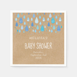Hübsch Blue Raindrops Baby Shower / Sprinkle Boho Serviette