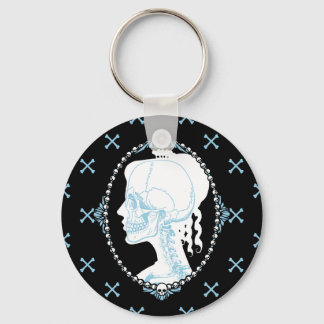 Hübsch Blue Skull Cameo Schlüsselanhänger