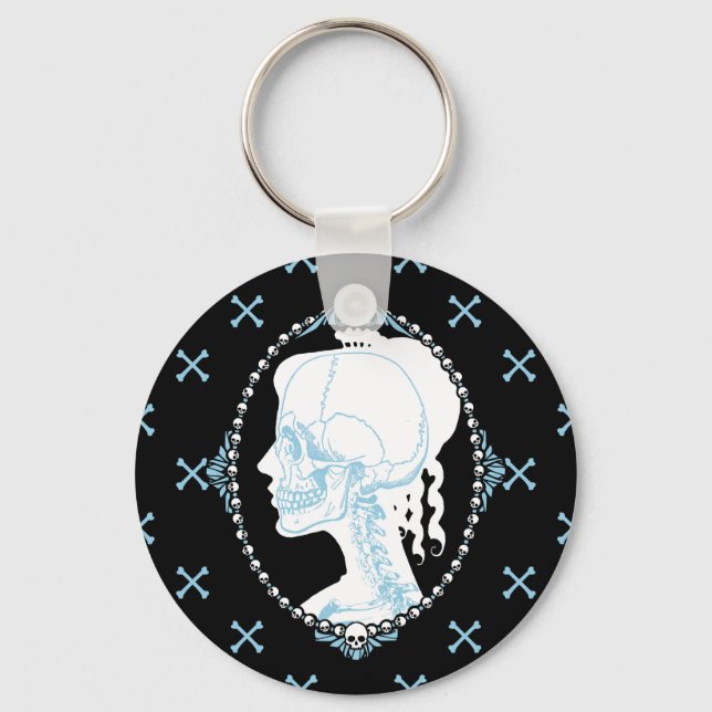 Hübsch Blue Skull Cameo Schlüsselanhänger (Vorderseite)