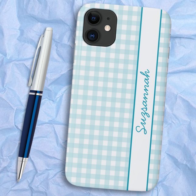 Hübsch Blue und White Gingham Karo Custom Case-Mate iPhone Hülle (Von Creator hochgeladen)