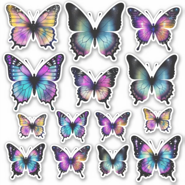 Hübsch Blue Watercolor Butterfly Vinyl Stickers Aufkleber (Vorderseite)