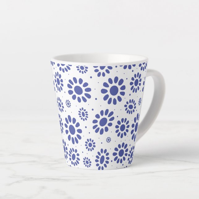 Hübsch Blue White Abstrakt Daisy Muster Milchtasse (Rechte Ecke)