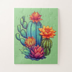Hübsch blühende Kaktus-Blume Puzzle