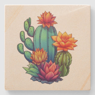 Hübsch blühende Kaktus Steinuntersetzer