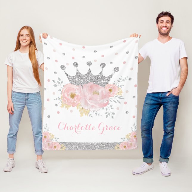 Hübsch Blush Bloral Royal Princess Silver Crown Fleecedecke (Beispiel)