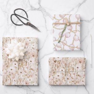 Hübsch Blush Brown Brautparty Geschenkpapier Set