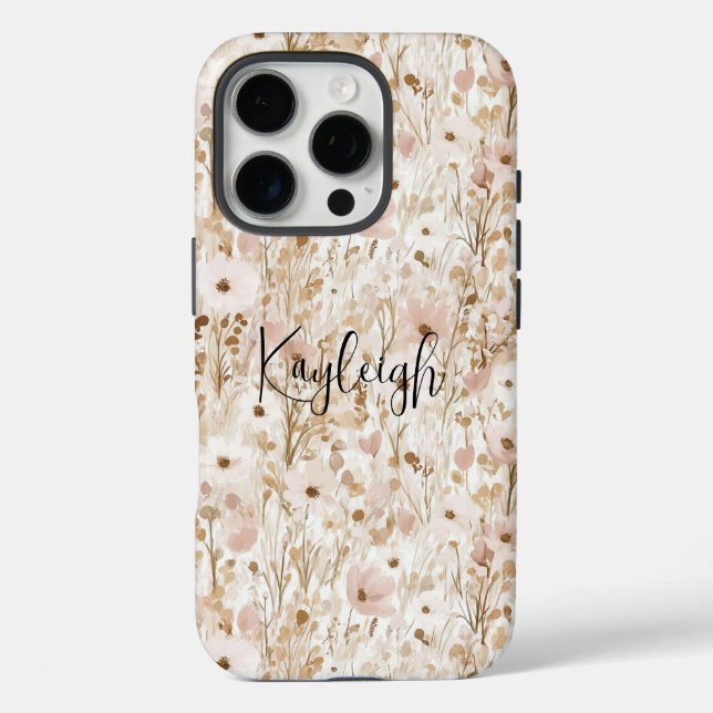 Hübsch Blush Brown Floral Case-Mate iPhone Hülle (Rückseite)