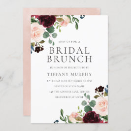 Hübsch Blush Burgundy Blumenbrunch Brautparty Brun Einladung