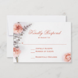Hübsch Blush Carnation Blume Bloral Wedding RSVP Karte