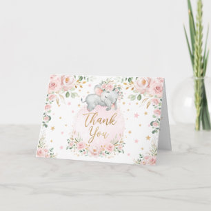 Hübsch Blush Floral Elephant Babydusche Danke Karte