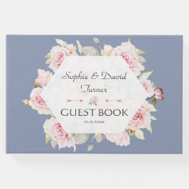 Hübsch Blush Floral Geometric Dusty Blue Wedding Gästebuch