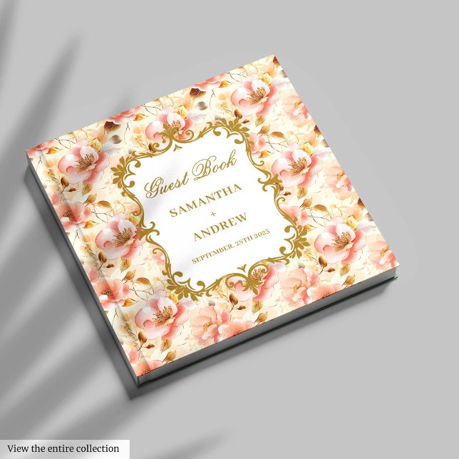 Hübsch Blush Gold Wedding Gästebuch für Erinnerung (Pretty Blush Gold Wedding Guest Book for Memories)