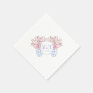 Hübsch Blush Pink Blue Monogram Wedding Serviette