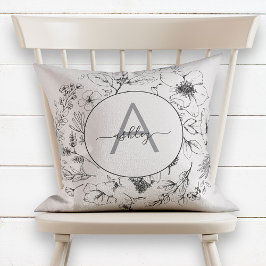 Hübsch Blush Pink Botanisches Monogramm Kissen