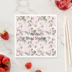 Hübsch Blush Pink Brautparty Weiße Blume Serviette