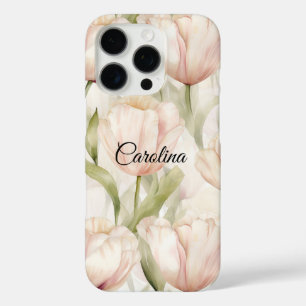 Hübsch Blush Pink Creme Tulips Floral iPhone 16 Pro Hülle
