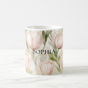 Hübsch Blush Pink Creme Tulips Floral Kaffeetasse