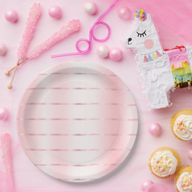 Hübsch Blush Pink Glam Ribbon Brautparty Pappteller (Party)