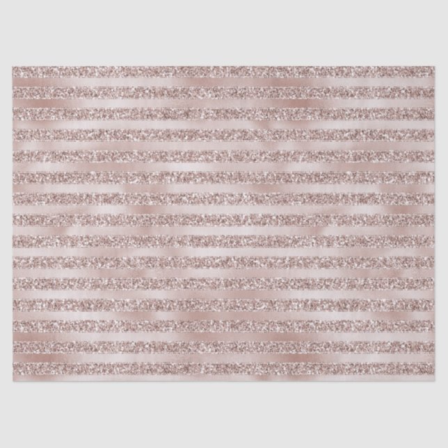 Hübsch Blush Pink Glitzer Glam Streifen Seidenpapier (Vorderseite)