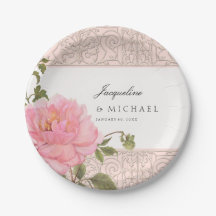 Hübsch Blush Pink Gray Peony Swirl Scroll Wedding