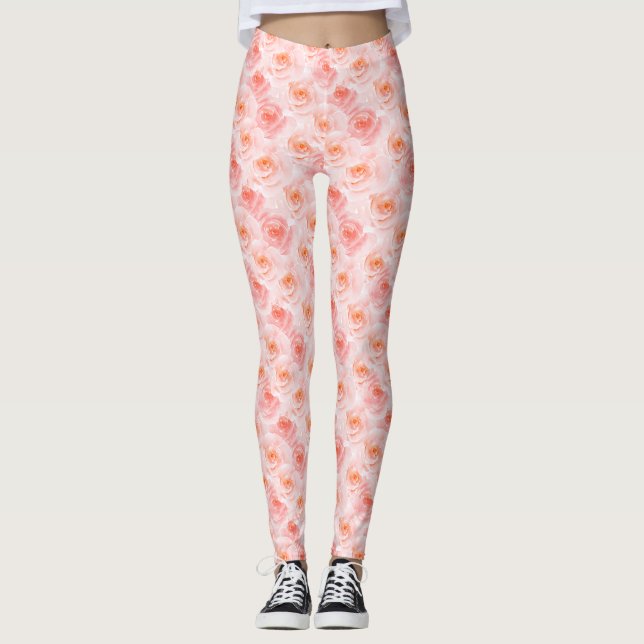 Hübsch Blush Pink Rose Leggings (Vorderseite)