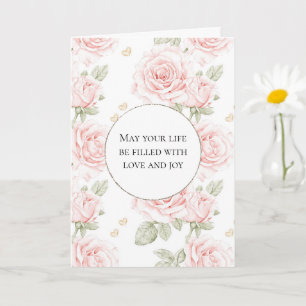 Hübsch Blush Pink Roses Hochzeit Karte
