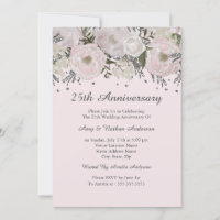 Hübsch Blush Pink Silver Floral 25 Jahre Jubiläum