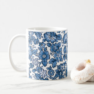 Hübsch Boho Blau und Weiße Blüten Kaffeetasse