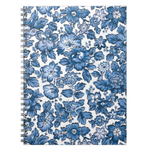 Hübsch Boho Blau und Weiße Blüten Notizblock