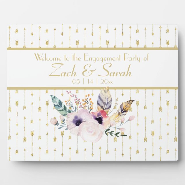 Hübsch Boho Bouquet Engagement Party Tabletop Fotoplatte (Vorderseite)