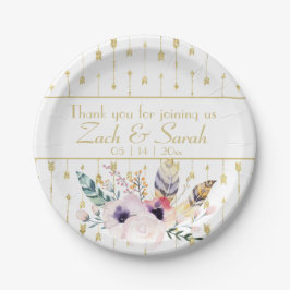 Hübsch Boho Bouquet Wedding Pappteller